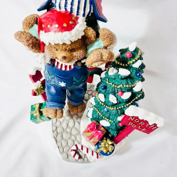 Ceramic Christmas Bear Stand And Cookie Plate "Cookies For Santa" 13" Tall - Picture 15 of 16